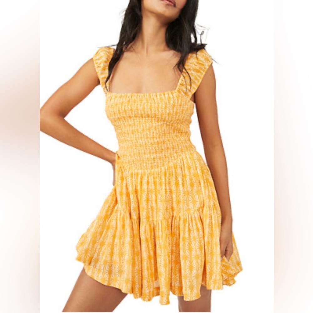 Free People Yellow Sweet Annie Mini Dress